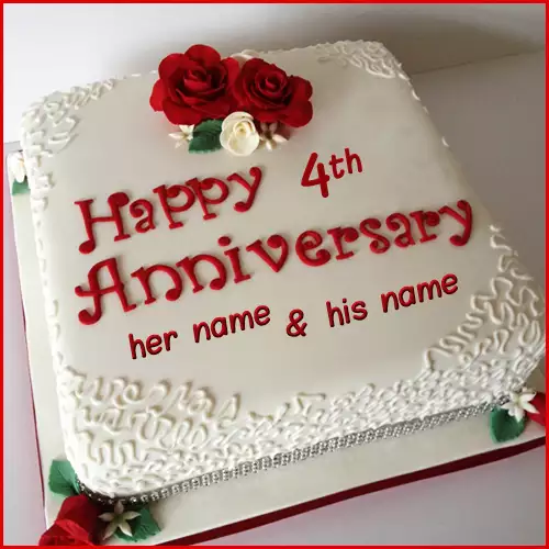 Happy 4th Anniversary Cake With Name